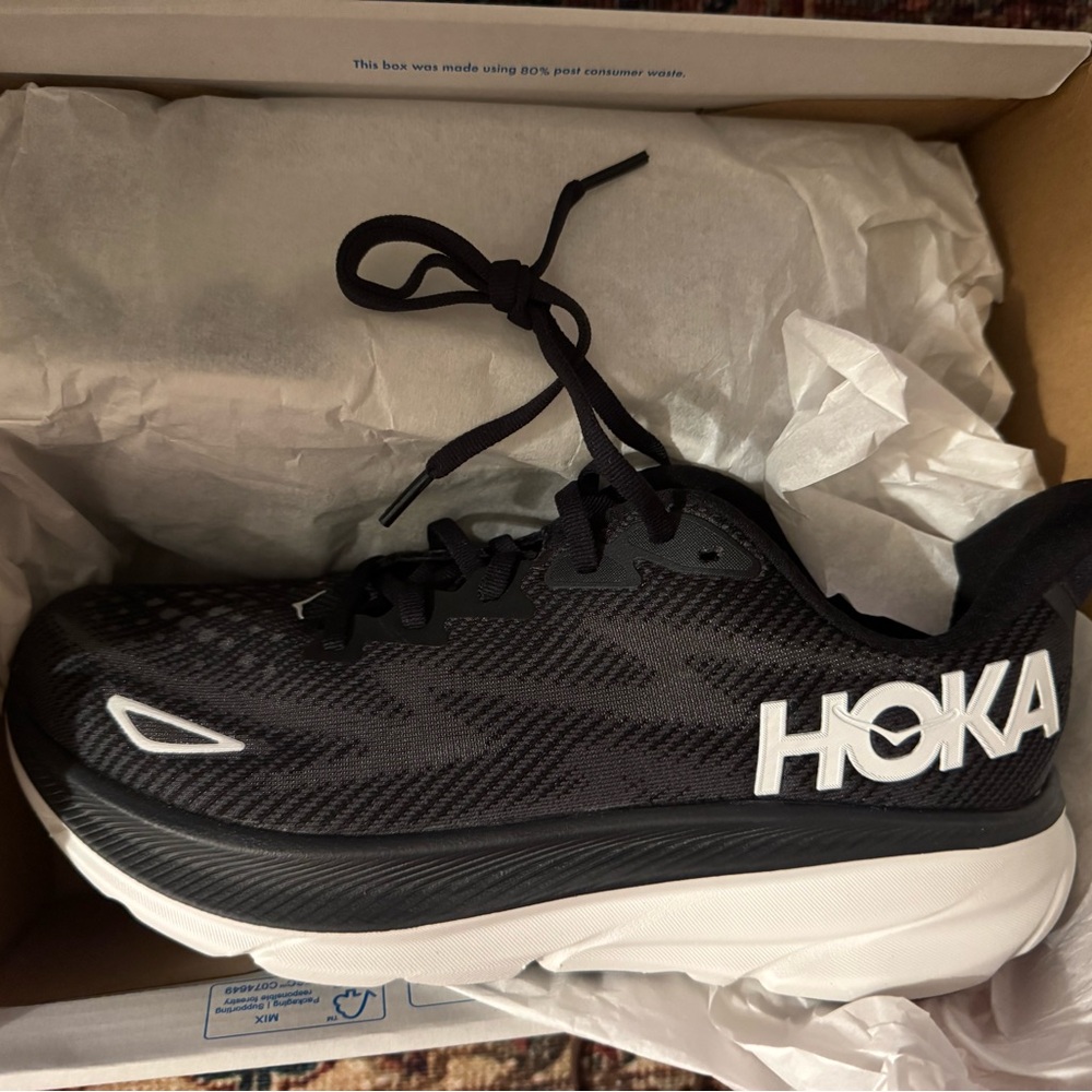 Hoka Black and White Athletic Shoes